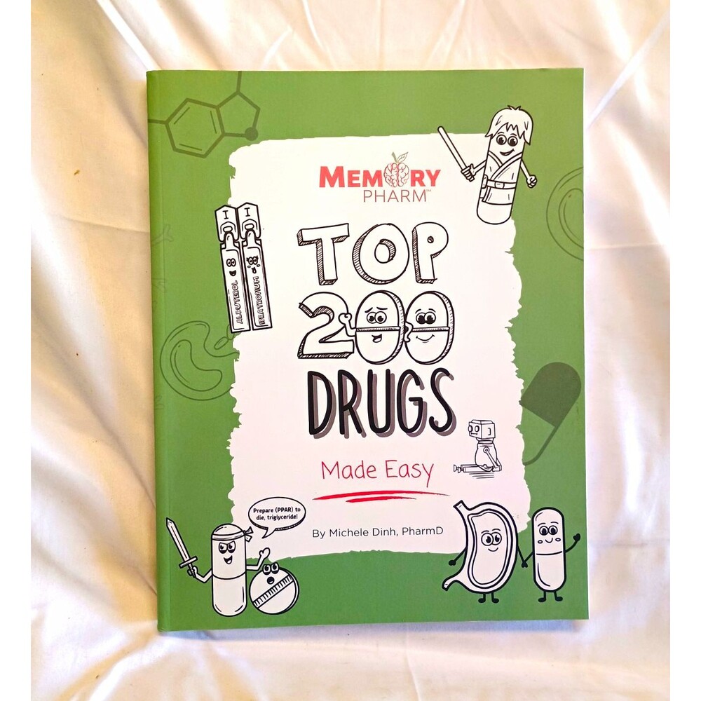 Memory Pharm Top 200 Drugs Made Easy Paperback Pharmacology Illustrated Coloring